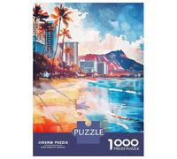 Jigsaw Puzzle for Adults 1000 Pieces Waikiki Art Jigsaw Puzzle Relaxing Games Difficult Challenge Unique Gifts for Birthday And Christmas 38x26cm/1000pcs