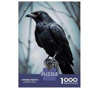 Jigsaw Puzzle for Adults 1000 Pieces Watchful Crow on Wooden Jigsaw Puzzle Relaxing Games Difficult Challenge Unique Gifts for Birthday And Christmas 70x50cm/1000pcs