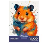 Jigsaw Puzzle for Adults 1000 Pieces, Watercolor Hamster Artwork, Creative Leisure Activity, Seasonal Gift Choice, Durable Puzzle Pieces, 38x26cm/1000pcs
