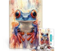Jigsaw Puzzle for Adults 1000 Pieces Watercolor Red-Eyed Tree Frog Denkspiel Jedes Stück ist einzigartig Anspruchsvolles Familienspiel75x50cm