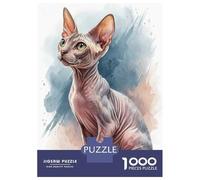 Jigsaw Puzzle for Adults 1000 Pieces Watercolor Sphynx Cat Portrait Puzzle for Adults Family Game Improve Memory Parent-child Interaction 38x26cm/1000pcs