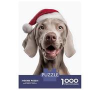 Jigsaw Puzzle for Adults 1000 Pieces Weimaraner Dog with Santa Hat Portrait Puzzles for Adults Relax Games Pattern Assembly for Is Ideal As A Gift 52x38cm/1000pcs