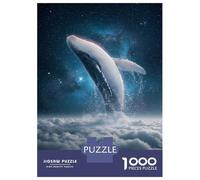 Jigsaw Puzzle for Adults 1000 Pieces Whale Breaching through Clouds Into Space Adult Jigsaw Puzzle Relaxing Games Wall Decoration for Is Ideal As A Gift 52x38cm/1000pcs