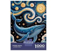 Jigsaw Puzzle for Adults 1000 Pieces Whale in Starry Night Sky Art Jigsaw Puzzle Relaxing Games Difficult Challenge Unique Gifts for Birthday And Christmas 70x50cm/1000pcs