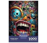 Jigsaw Puzzle for Adults 1000 Pieces Whimsical Monster Mash-Up Art Print Puzzle for Adults Fun Games Difficult Hard Birthday And Unique Gifts 70x50cm/1000pcs
