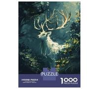 Jigsaw Puzzle for Adults 1000 Pieces, White Deer in Jungle Artwork, Mindfulness Activity, Christmas Puzzle Collection, Precision Cut Pieces, 52x38cm/1000pcs