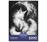 Jigsaw Puzzle for Adults 1000 Pieces White Fox Under Moon Teenager Puzzles Fun Games Staycation Kill Time for Is Ideal As A Gift 52x38cm/1000pcs
