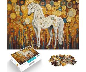 Jigsaw Puzzle for Adults 1000 Pieces White Horse Gustav Style Stressabbau Einzigartige Geburtstags- und Geschenkideen38x26cm