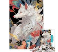Jigsaw Puzzle for Adults 1000 Pieces White Japanese Kitsune Fox Brain Teaser Game Challenging Game Toys Funny Gifts Staycation Kill Time (size 38x26cm)