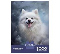 Jigsaw Puzzle for Adults 1000 Pieces White Pomeranian Dog Jigsaw Puzzle Brain Teaser Game Stress Reliever Birthday And Unique Gifts 38x26cm/1000pcs