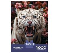 Jigsaw Puzzle for Adults 1000 Pieces White Tiger Roaring Puzzle for Adults Family Game Improve Memory Parent-child Interaction 38x26cm/1000pcs