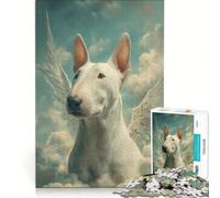 Jigsaw Puzzle for Adults 1000 Pieces Winged Bull Terrier in The Clouds Relaxing Games Train Your Brain And Hands Unique Birthday And Gifts 38x26cm