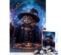Jigsaw Puzzle for Adults 1000 Pieces Wizard Cat Casting Magic Jigsaw for Teenagers Precision Cutting Every Piece Is Unique - Stress Reduction Gifts (50x75cm)