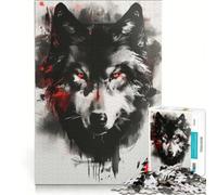 Jigsaw Puzzle for Adults 1000 Pieces Wolf Crimson Gaze Relaxing Games Train Your Brain And Hands Unique Birthday And Gifts 38x26cm