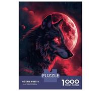 Jigsaw Puzzle for Adults 1000 Pieces Wolf Moon Clouds Red Eyes Jigsaw Puzzle Relaxing Games Difficult Challenge Unique Gifts for Birthday And Christmas 38x26cm/1000pcs