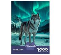 Jigsaw Puzzle for Adults 1000 Pieces Wolf Under Aurora Borealis Jigsaws for Adults Family Game Difficult Hard for Is Ideal As A Gift 70x50cm/1000pcs