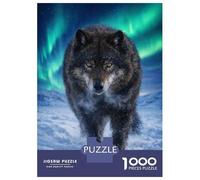 Jigsaw Puzzle for Adults 1000 Pieces Wolf Under The Aurora Borealis Jigsaw Puzzle Relax Games Precision Cutting Parent-child Interaction 52x38cm/1000pcs