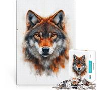 Jigsaw Puzzle for Adults 1000 Pieces Wolf Watercolor Portrait Quizspiel Jedes Stück ist einzigartig Anspruchsvolles Familienspiel38x26cm