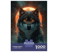 Jigsaw Puzzle for Adults 1000 Pieces Wolf with Glowing Eyes And Moon Jigsaw Puzzle Brain Teaser Game Stress Reliever Birthday And Unique Gifts 52x38cm/1000pcs