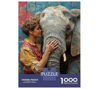 Jigsaw Puzzle for Adults 1000 Pieces Woman And Elephant Puzzles for Adults Relax Games Pattern Assembly for Is Ideal As A Gift 70x50cm/1000pcs