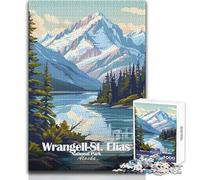 Jigsaw Puzzle for Adults 1000 Pieces Wrangell-St. Elias National Park Alaska Beautiful Design Game A Work of Art Gift For Birthdays Size 38x52cm