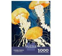 Jigsaw Puzzle for Adults 1000 Pieces Yellow Metallic Jellyfish Puzzles for Adults Relax Games Pattern Assembly for Is Ideal As A Gift 38x26cm/1000pcs