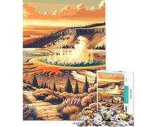 Jigsaw Puzzle for Adults 1000 Pieces Yellowstone Geyser Sunset Jigsaw for Adults Relax Games Perfect Decoration for Is Ideal As A Gifts (Size 50x75cm)