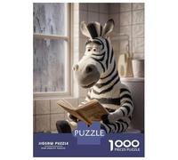 Jigsaw Puzzle for Adults 1000 Pieces Zebra Reading on Toilet Puzzles for Adults DIY Toys Perfect Decoration Birthday And Unique Gifts 38x26cm/1000pcs