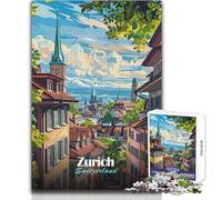 Jigsaw Puzzle for Adults 1000 Pieces Zurich, Switzerland Cityscape Art Beautiful Design Game A Work of Art Gift For Birthdays Size 38x26cm