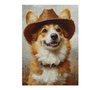 Jigsaw Puzzle for Adults 1000pcs(38x26cm) S Corgi in Cowboy Hat Painting Jigsaw Puzzle Relaxing Games Improve Memory Birthday And Unique Gifts 1000pcs(38x26cm) S