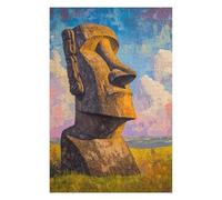 Jigsaw Puzzle for Adults 1000pcs(75x50cm) Rapa Nui Moai Statue Painting Jigsaw Puzzle Relaxing Games Improve Memory Birthday And Unique Gifts 1000pcs(75x50cm)