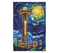 Jigsaw Puzzle for Adults 1000pcs(75x50cm) Stained Glass Seattle Skyline Jigsaw Puzzle Relaxing Games Improve Memory Birthday And Unique Gifts 1000pcs(75x50cm)