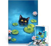 Jigsaw Puzzle for Adults 2000 Pieces Black Cat in Water Lilies Quizspiel eignet sich ideal als Geschenk für die ganze Familie70x100cm