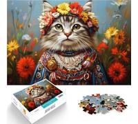 Jigsaw Puzzle for Adults 2000 Pieces Cat in Ukrainian Folk Costume Für Familienspaß Heimdekoration Spielzeug70x100cm