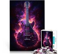 Jigsaw Puzzle for Adults 2000 Pieces Gibson Electric Guitar in Flames Lustige Spiele Geburtstagsgeschenk, Geschenke70x100cm