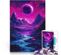 Jigsaw Puzzle for Adults 2000 Pieces Purple Planet Landscape Neon Space Für Familienspaß Geschenk zum Geburtstag70x100cm