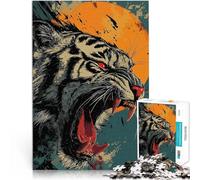 Jigsaw Puzzle for Adults 2000 Pieces Roaring Tiger Illustration Entspannungsspiele Wunschliste mit dem Weihnachtsmann70x100cm