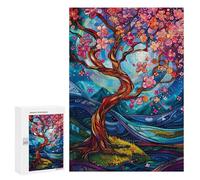Jigsaw Puzzle for Adults 300 PCS Abstract Cherry Blossoms Teenagers Puzzles Relaxing Games Presents for Women Unique Gifts for Birthday And Christmas 300 PCS