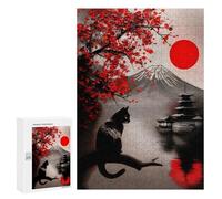 Jigsaw Puzzle for Adults 300 PCS Abstract Fuji Mountain Feline Serene Painting Jigsaw for Adults Anti-Stress Toys Enhance Memory Birthday And Unique Gifts 300 PCS