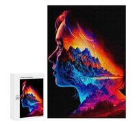Jigsaw Puzzle for Adults 300 PCS Abstract Mountain Profile Artwork Jigsaw Brain Teaser Game Precision Cutting Parent-child Interaction 300 PCS