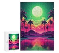 Jigsaw Puzzle for Adults 300 PCS Abstract Retrowave Horizon Teenagers Puzzles Relaxing Games Presents for Women Unique Gifts for Birthday And Christmas 300 PCS