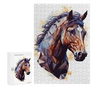 Jigsaw Puzzle for Adults 300 PCS Abstract Watercolor Horse Jigsaw Toy Wall Decor But Fun And Humorous Parent-child Interaction 300 PCS