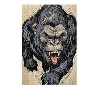 Jigsaw Puzzle for Adults 300 PCS Angry Sabertooth Gorilla Illustration Teenagers Puzzles Anti-Stress Toys But Fun And Humorous Difficult And Challenge 300 PCS
