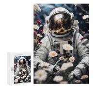 Jigsaw Puzzle for Adults 300 PCS Astronaut And Flowers Teenagers Puzzles Brain Teaser Game Analysis And Logic for Is Ideal As A Gift 300 PCS