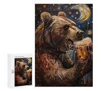 Jigsaw Puzzle for Adults 300 PCS Beer Drinking Bear Art Print -1 Jigsaws for Adults Puzzle Difficult Challenge Difficult And Challenge Brainteaser Family Games 300 PCS