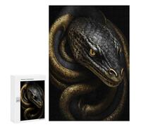 Jigsaw Puzzle for Adults 300 PCS Black And Gold Snake Teenagers Puzzles Brain Teaser Game Analysis And Logic for Is Ideal As A Gift 300 PCS