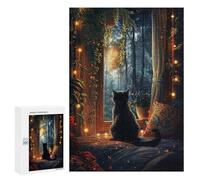 Jigsaw Puzzle for Adults 300 PCS Cat by The Window Teenagers Puzzles Family Games Difficult Hard for Is Ideal As A Gift 300 PCS