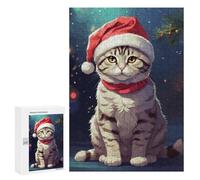 Jigsaw Puzzle for Adults 300 PCS Cat Christmas Teenagers Puzzles Family Games Difficult Hard for Is Ideal As A Gift 300 PCS