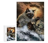 Jigsaw Puzzle for Adults 300 PCS Cat Storms The Seas Jigsaw Brain Teaser Game Precision Cutting Parent-child Interaction 300 PCS