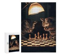 Jigsaw Puzzle for Adults 300 PCS Cats Playing Chess Teenagers Puzzles Brain Teaser Game Analysis And Logic for Is Ideal As A Gift 300 PCS
